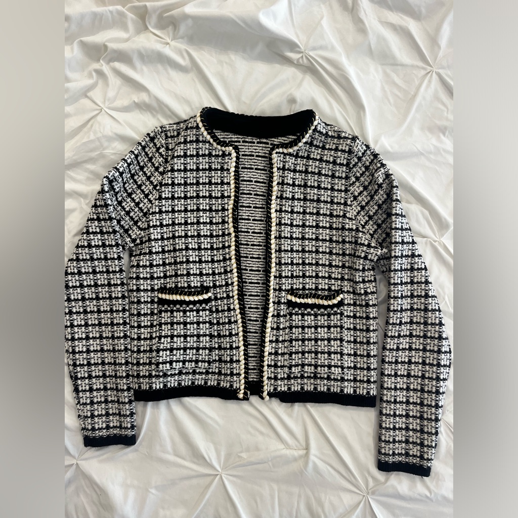Chic Black And White Tweed Jacket